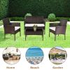 Outdoor Living Room Balcony Rattan Furniture Four-Piece-Brown-dk - Brown