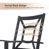 MEOOEM Patio Dining Set  Outdoor Furniture Square Bistro Metal Table Side Table and Metal Stackable Chairs, Black - Modern