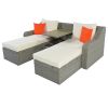 Patio Furniture Sets, 3-Piece Patio Wicker Sofa with Cushions, Pillows, Ottomans and Lift Top Coffee Table - Beige