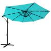 TOPMAX 10FT Patio Offset Lighted Hanging Cantilever Umbrella for Backyard,Poolside, Garden and Lawn, Blue - Blue