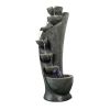 7-Tier Modern Curved Garden Backyard Pool Modern Water Fountain 39 inches High - Bronze - Fiber & Resin