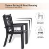 MEOOEM Patio Dining Set  Outdoor Furniture Square Bistro Metal Table Side Table and Metal Stackable Chairs, Black - Modern