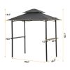 Outdoor Grill Gazebo 8 x 5 Ft, Shelter Tent, Double Tier Soft Top Canopy and Steel Frame with hook and Bar Counters, Grey-dk - grey