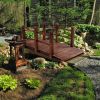 Garden Bridge, Classic Wooden Arch with Safety Rails Footbridge, Decorative Pond Landscaping, Backyard Creek or Farm XH - picture