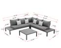 White  Coated 4 Piece Aluminum Sectional Seating Group - Red