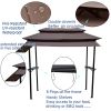 8x4ft Grill Gazebo,metal gazebo with Soft Top Canopy and Steel Frame with hook and Bar Counters,Fabric Light Brown - Grill Gazebo