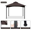 11x11 Ft Outdoor Patio Square Steel Gazebo Canopy With Double Roof For Lawn,Garden,Backyard - Brown