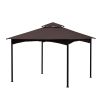 11x11 Ft Outdoor Patio Square Steel Gazebo Canopy With Double Roof For Lawn,Garden,Backyard - Brown