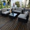 Large Size Rattan Patio Coffee Tables  - black