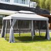 SR Gazebo for Patios Outdoor Gazebo with Mosquito Netting and Curtains Outdoor Privacy Screen for Deck Backyard - Black+Grey