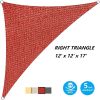 Sun Shade Sail Triangle UV Block Canopy for Patio Backyard Lawn Garden,12' x 12' x 17',Red - Red