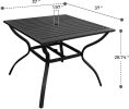 Square Aluminum Outdoor Dining Table for Lawn Backyard Garden - Dark Brown