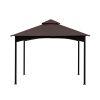 11x11 Ft Outdoor Patio Square Steel Gazebo Canopy With Double Roof For Lawn,Garden,Backyard - Brown