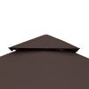 11x11 Ft Outdoor Patio Square Steel Gazebo Canopy With Double Roof For Lawn,Garden,Backyard - Brown