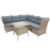 Outdoor Patio 4-Piece All Weather PE Wicker Rattan Sofa Set with Adjustable Backs for Backyard, Poolside, Gray - Gray