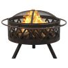 Rustic Fire Pit with Poker 29.9" XXL Steel - Black