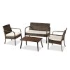 Outdoor leisure rattan furniture rattan chair small tea table four piece solid XH - Gray