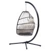 Hanging Egg Swing Chair with Stand Hammock Chair with Soft Cushion and Pillow for Backyard, Garden, Patio XH - Beige