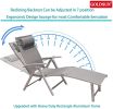 Aluminum Outdoor Folding Reclining Adjustable Patio Chaise Lounge Chair with Pillow for Poolside Backyard and Beach Set of 2 - Grey