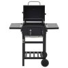 Charcoal-Fueled BBQ Grill with Bottom Shelf Black - Black