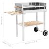 XXL Trolley Charcoal BBQ Grill Stainless Steel with 2 Shelves - Silver