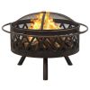 Rustic Fire Pit with Poker 29.9" XXL Steel - Black