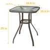 Outdoor Garden Lawn Pool Deck High Dining Bistro Table Tempered Glass Top with Umbrella Hole - As the pic show - 27 Inch