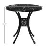 Antique Cast Aluminum Outdoor 30" With Umbrella Hole Round Patio Dining Table - Black - 30 Inch