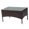 Outdoor rattan furniture set of 4 pieces, love sofa, single seat, coffee table RT - Brown