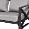 Patio Furniture Metal Arm Chair,2 PCS Garden Outdoor Contemporary Sofa Metal Chair with Cushions - Black+ Gray