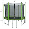 8FT Round Trampoline for Kids with Safety Enclosure Net, Outdoor Backyard Trampoline with Ladder RT - Green