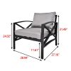 Patio Furniture Metal Arm Chair,2 PCS Garden Outdoor Contemporary Sofa Metal Chair with Cushions - Black+ Gray