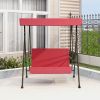 2-Seat Outdoor Patio Porch Swing Chair, Porch Lawn Swing With Removable Cushion And Convertible Canopy - Red