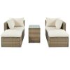 Backyard Pool Outdoor Furmiture 5-Piece Rattan Sectional Sofa Set - Beige - Rattan