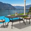 Dining Table with 1.97" Umbrella Hole for Lawn Garden Backyard - Dark