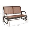 Swing Glider Chair 48 Inch Loveseat Rocker Lounge Backyard - Brown