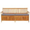 Storage Bench with Cushion 66.9" Solid Wood Acacia - Grey