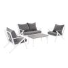 white aluminum coating 4 Piece Aluminum Patio Seating Group - Gray