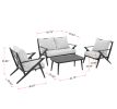 white aluminum coating 4 Piece Aluminum Patio Seating Group - Gray