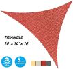 Sun Shade Sail Triangle UV Block Canopy for Patio Backyard Lawn Garden,10' x 10' x 10',Sand - Red