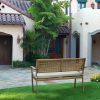 Garden Bench Wicker Rattan Outdoor Benches with Cushion Patio Loveseat for Front Porch Backyard - Green