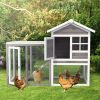 A Cozy And Comfortable 2-Story Wooden Rabbit Hutch With Running Area - Gray