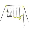 3 in 1 Metal Swing Set for Backyard, Heavy Duty A-Frame, Height Adjustment - Gray