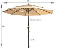 9Ft 3-Tiers Outdoor Patio Umbrella with Crank and tilt and Wind Vents for Garden Deck Backyard Pool Shade Outside Deck Swimming Pool RT - W65627936