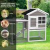 A Cozy And Comfortable 2-Story Wooden Rabbit Hutch With Running Area - Gray