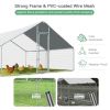 A Large Enclosure 13 x 13 Feet Walk-in Chicken Coop With Waterproof Cover For Outdoor Backyard Farm - gray - Galvanized steel