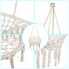 Tassel Cotton Hanging Rope Hammock Chair Swing Round Indoor Outdoor Home Garden Patio - Beige