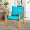 4 Pieces Patio Acacia Wood Thick Cushion Loveseat Sofa Set - Turquoise