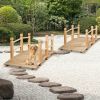 5 Feet Wooden Garden Bridge Arc Stained Finish Footbridge Decorative - Natural