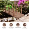 5 Feet Wooden Garden Bridge Arc Stained Finish Footbridge Decorative - Brown